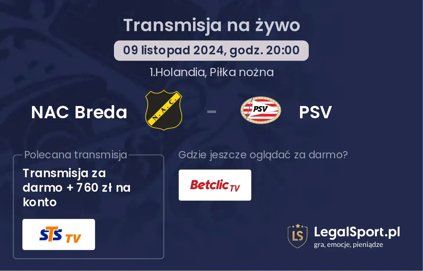 NAC Breda - PSV transmisja na żywo