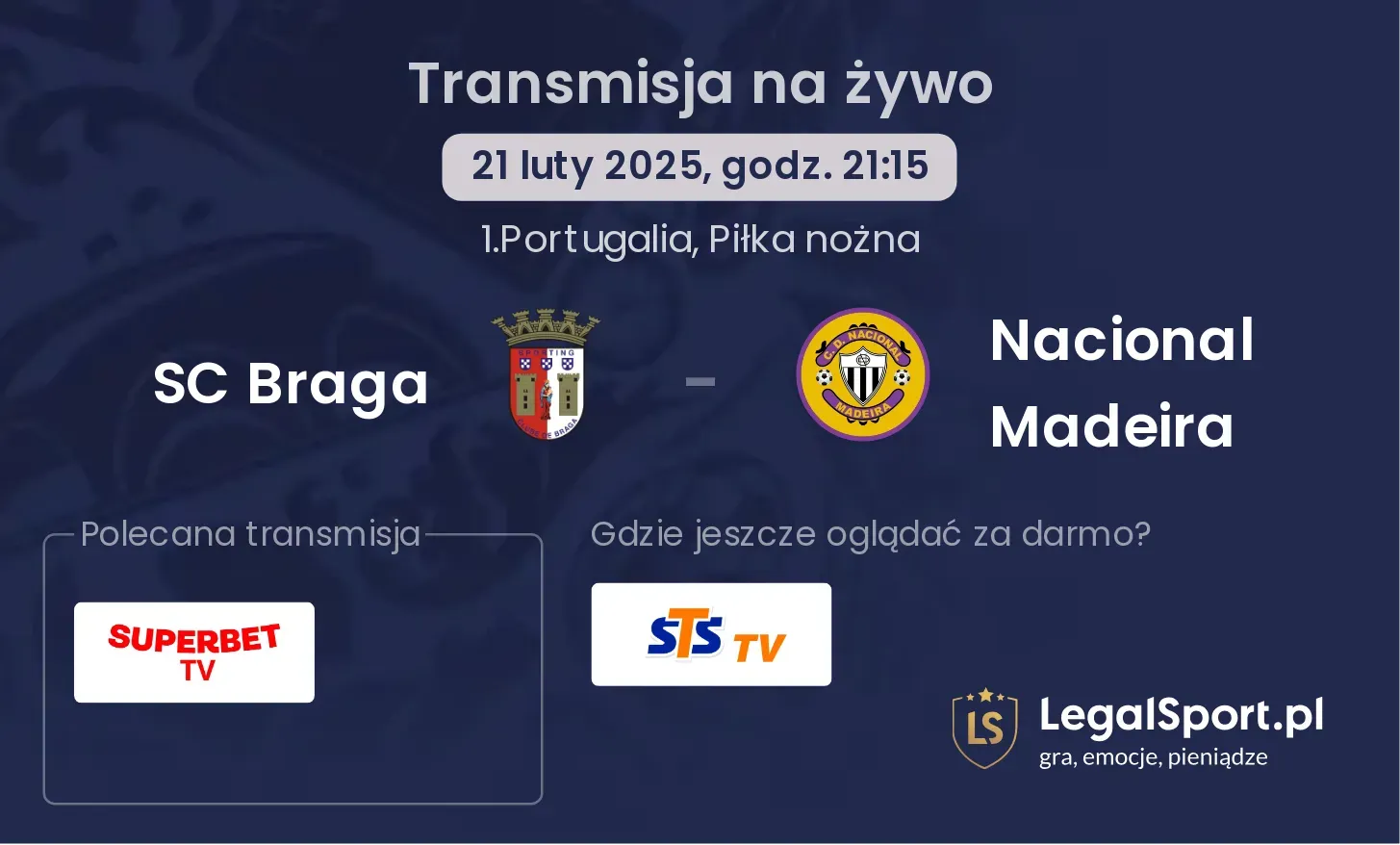 SC Braga - Nacional Madeira gdzie oglądać?