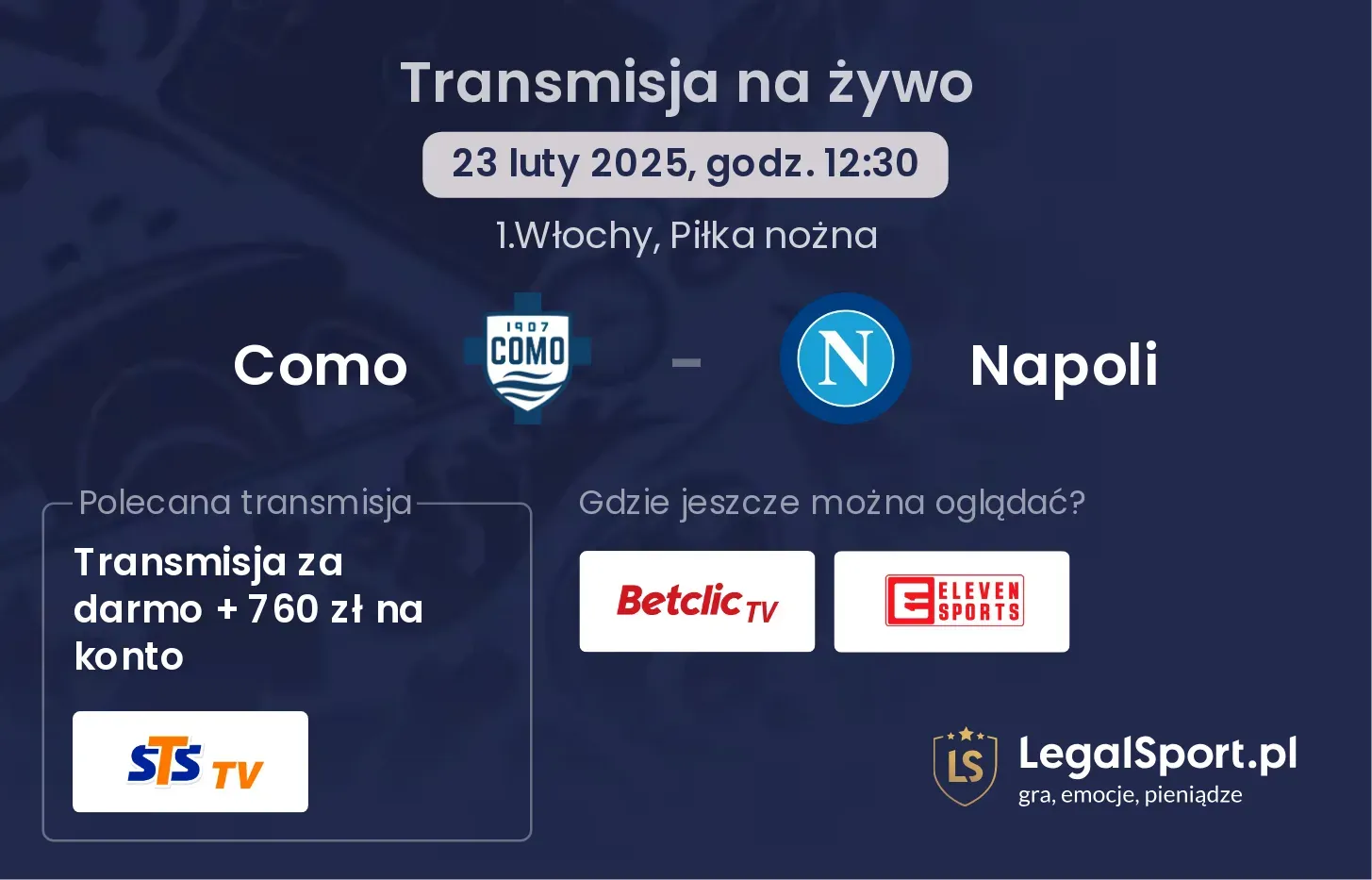 Como - Napoli gdzie oglądać?