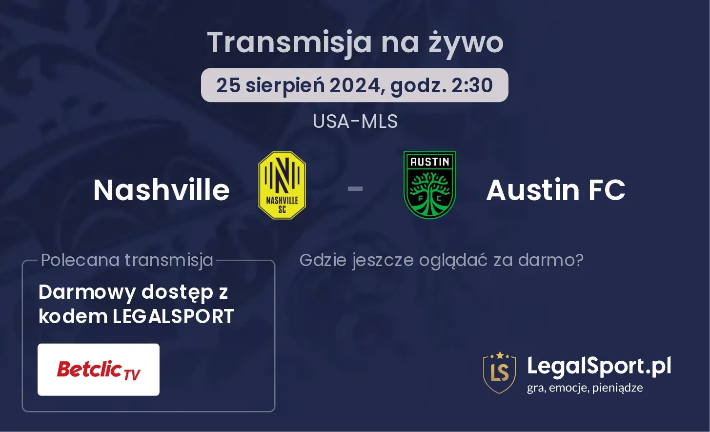 Nashville - Austin FC transmisja na żywo