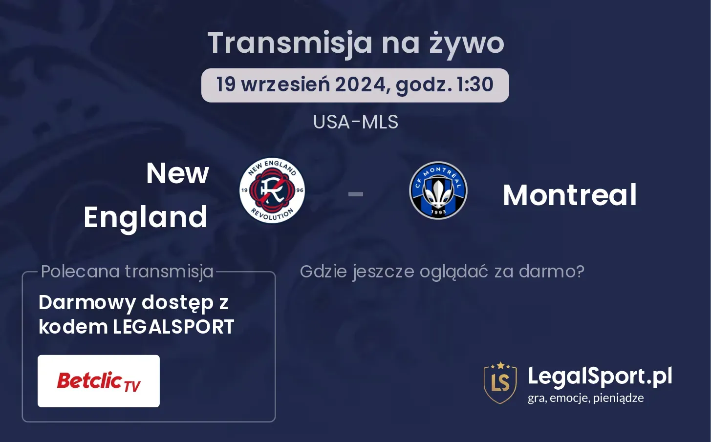 New England - Montreal gdzie oglądać? 19.09, godz. 01:30