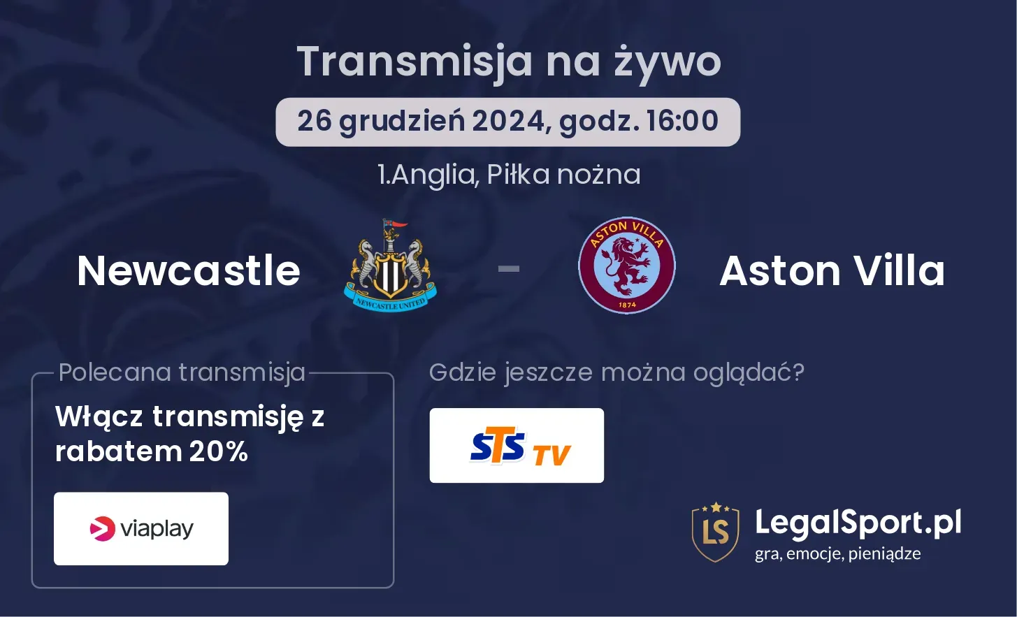 Newcastle - Aston Villa transmisja na żywo