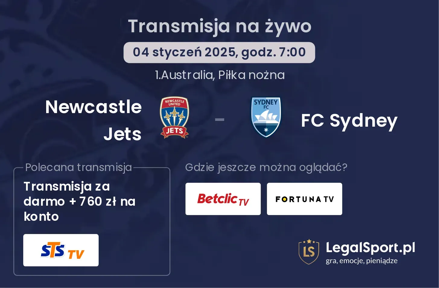 Newcastle Jets - FC Sydney transmisja na żywo