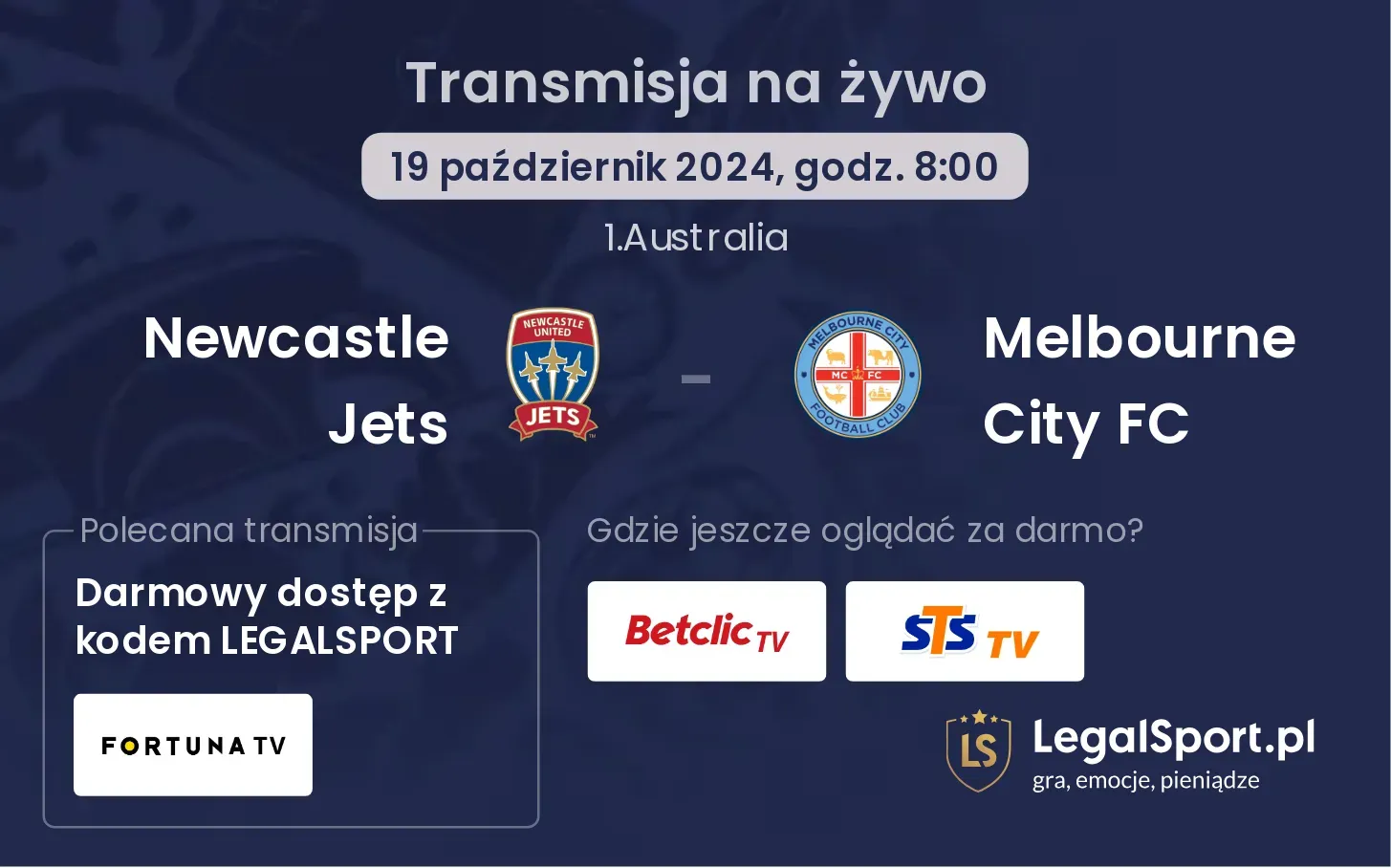 Newcastle Jets - Melbourne City FC transmisja na żywo