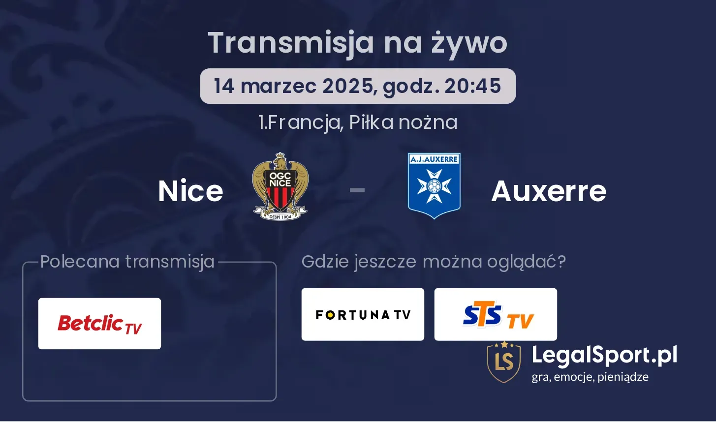 Nice - Auxerre transmisja na żywo