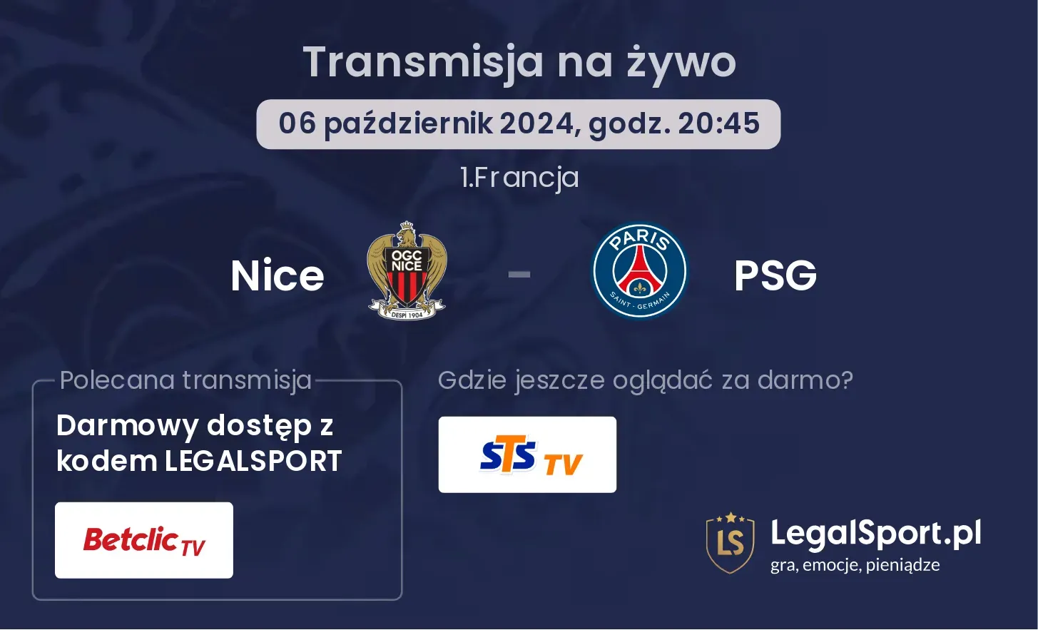 Nice - PSG transmisja na żywo