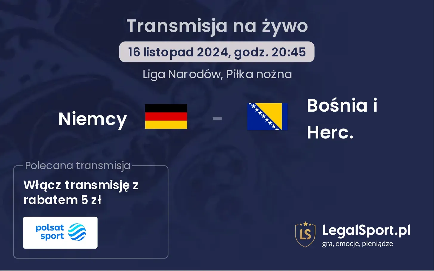 Niemcy - Bośnia i Herc. transmisja na żywo