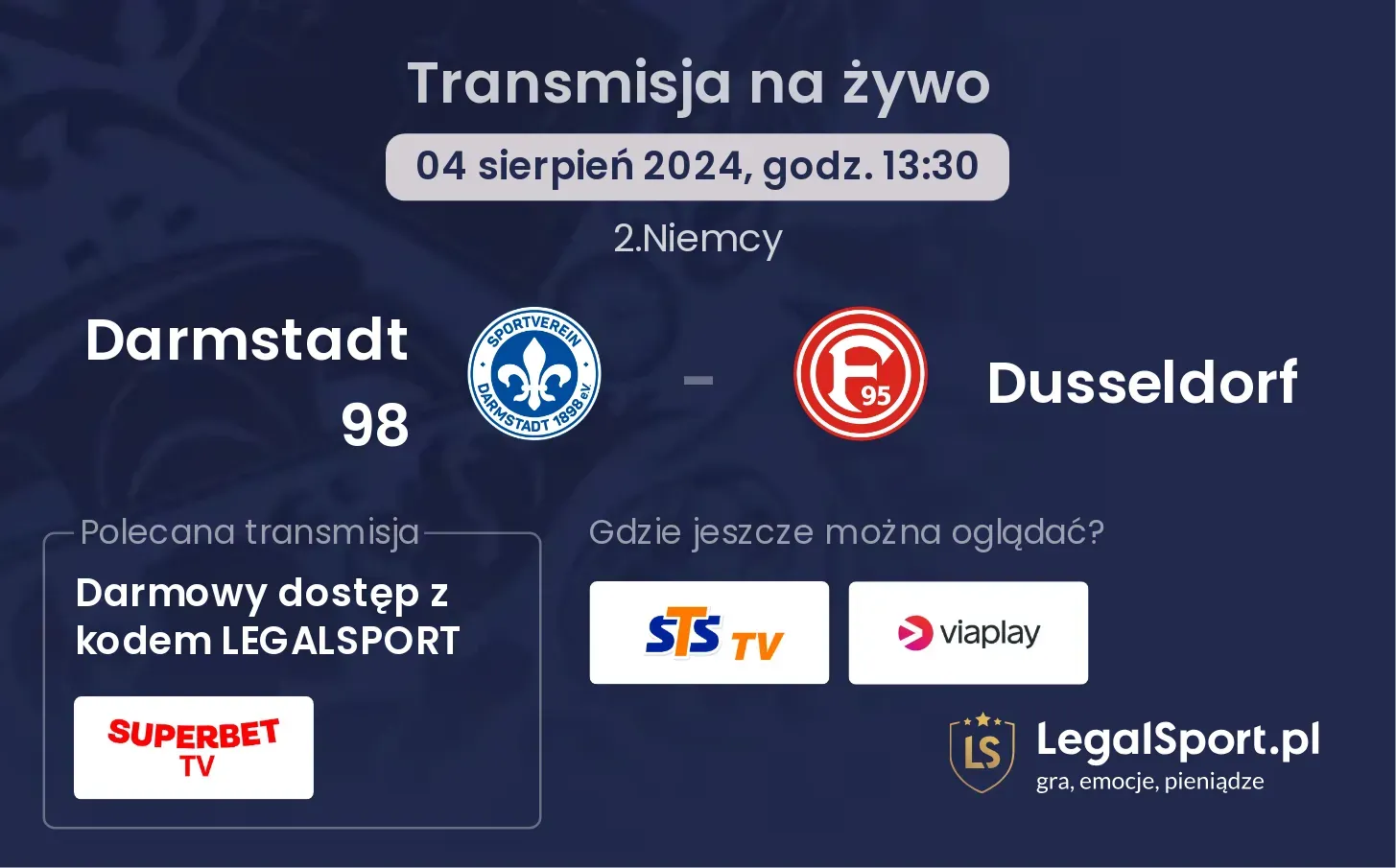 Darmstadt 98 - Dusseldorf transmisja na żywo