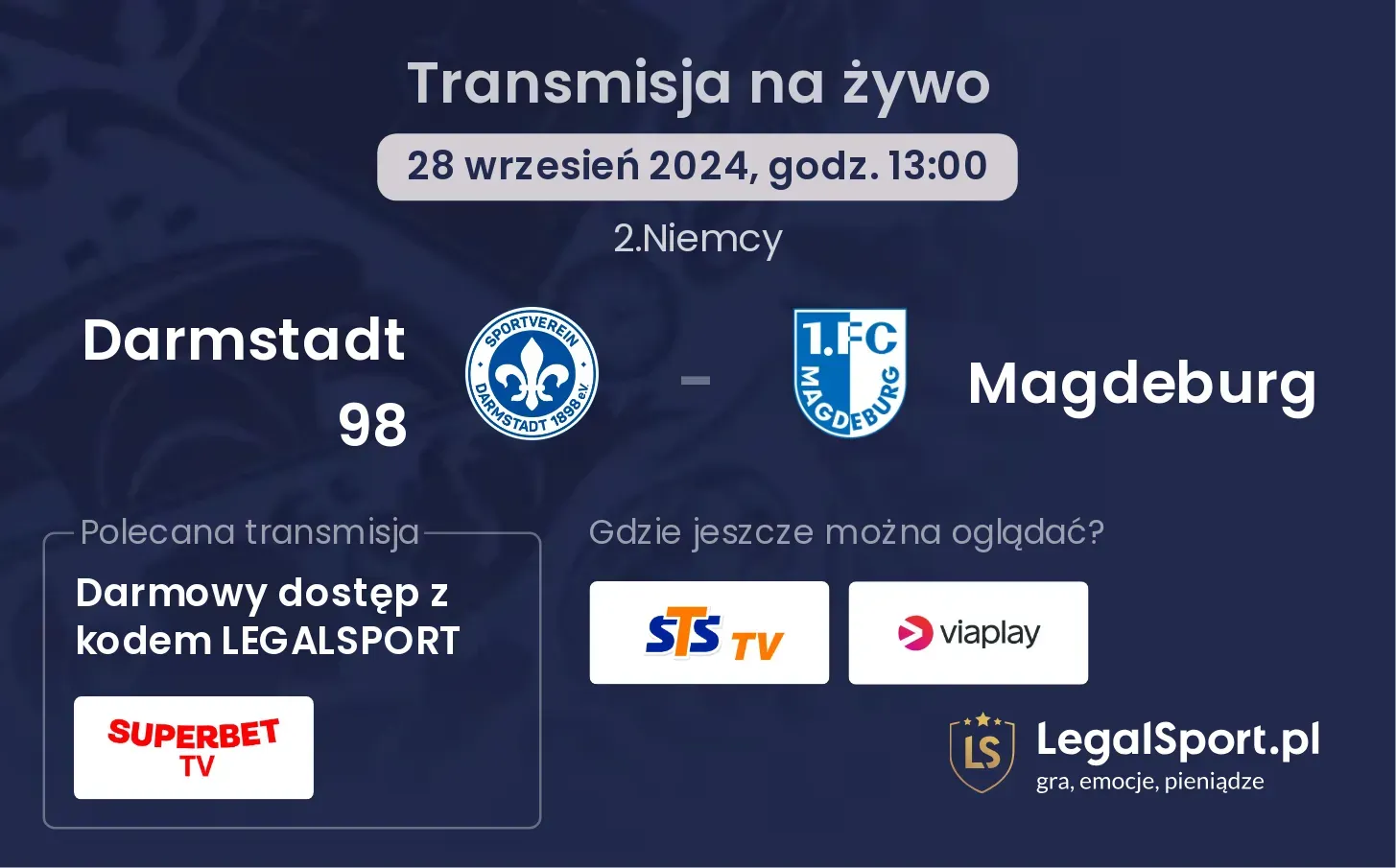 Darmstadt 98 - Magdeburg transmisja na żywo