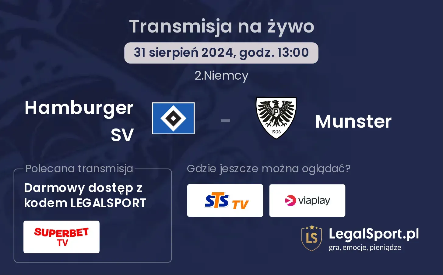 Hamburger SV - Munster transmisja na żywo