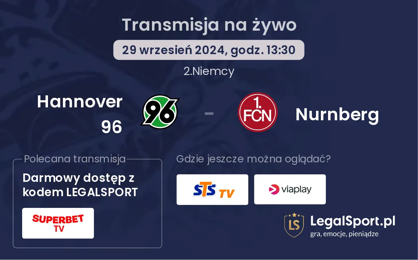 Hannover 96 - Nurnberg transmisja na żywo