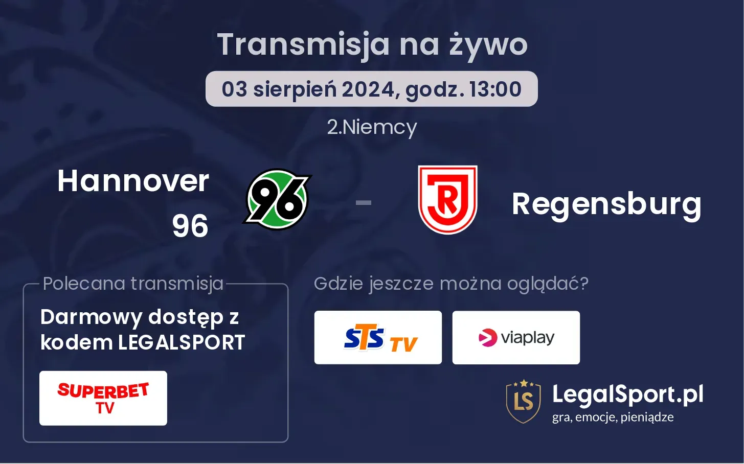 Hannover 96 - Regensburg transmisja na żywo