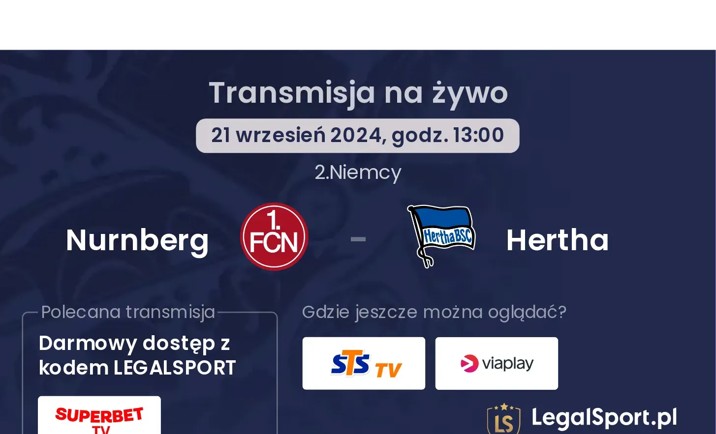 Nurnberg - Hertha transmisja na żywo