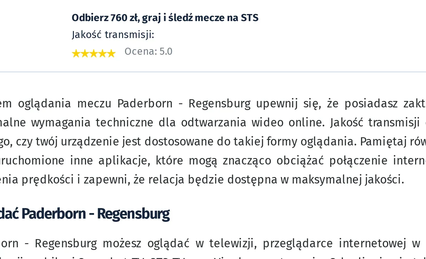 Paderborn - Regensburg transmisja na żywo