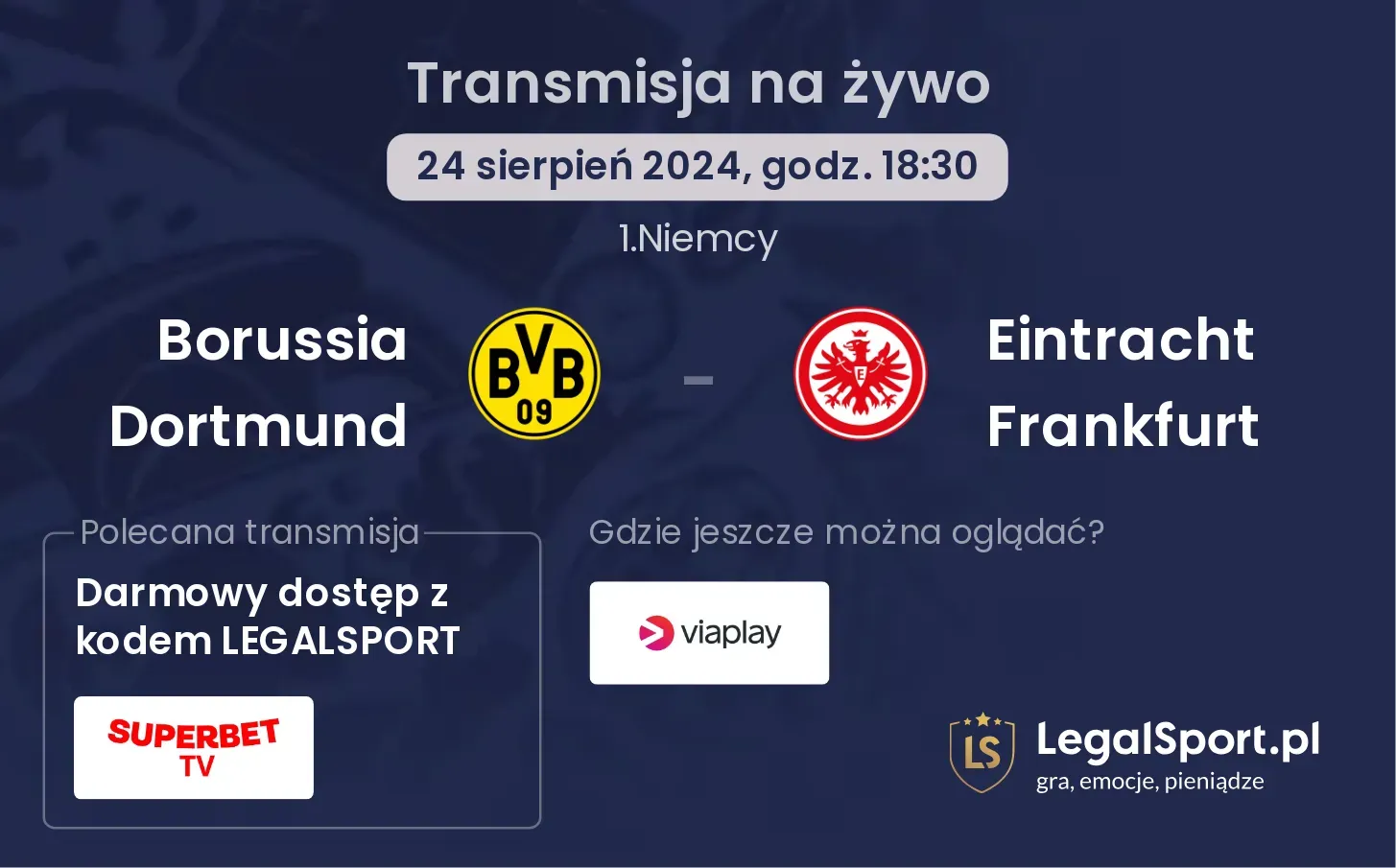 Borussia Dortmund - Eintracht Frankfurt transmisja na żywo