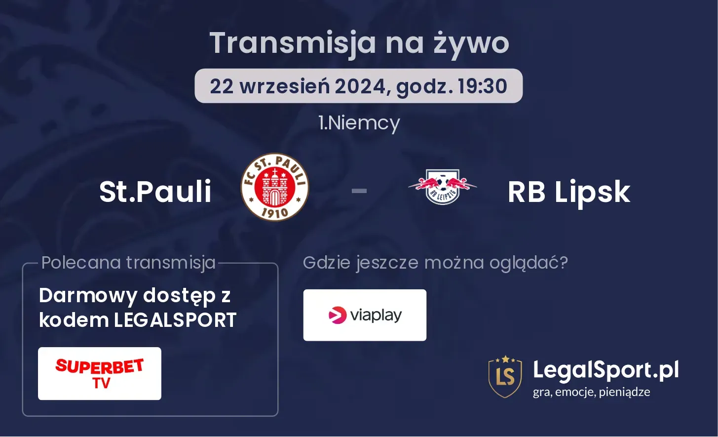 St.Pauli - RB Lipsk transmisja na żywo