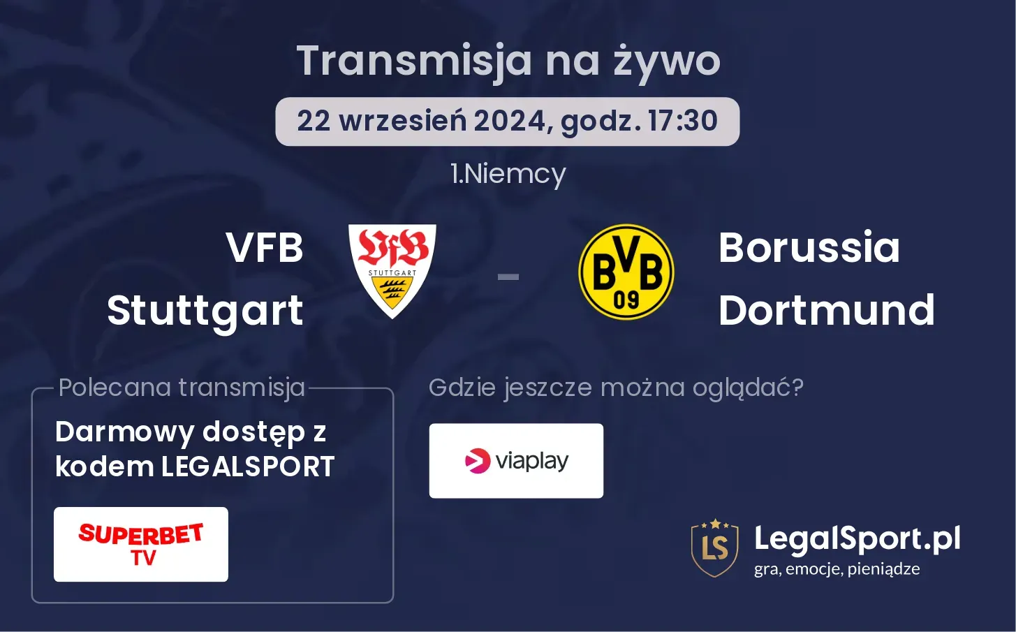 VFB Stuttgart - Borussia Dortmund transmisja na żywo