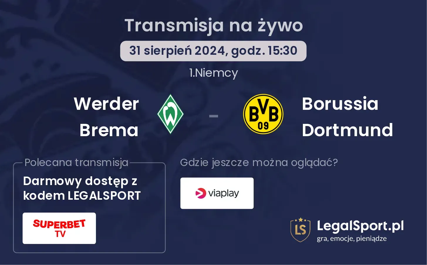 Werder Brema - Borussia Dortmund transmisja na żywo