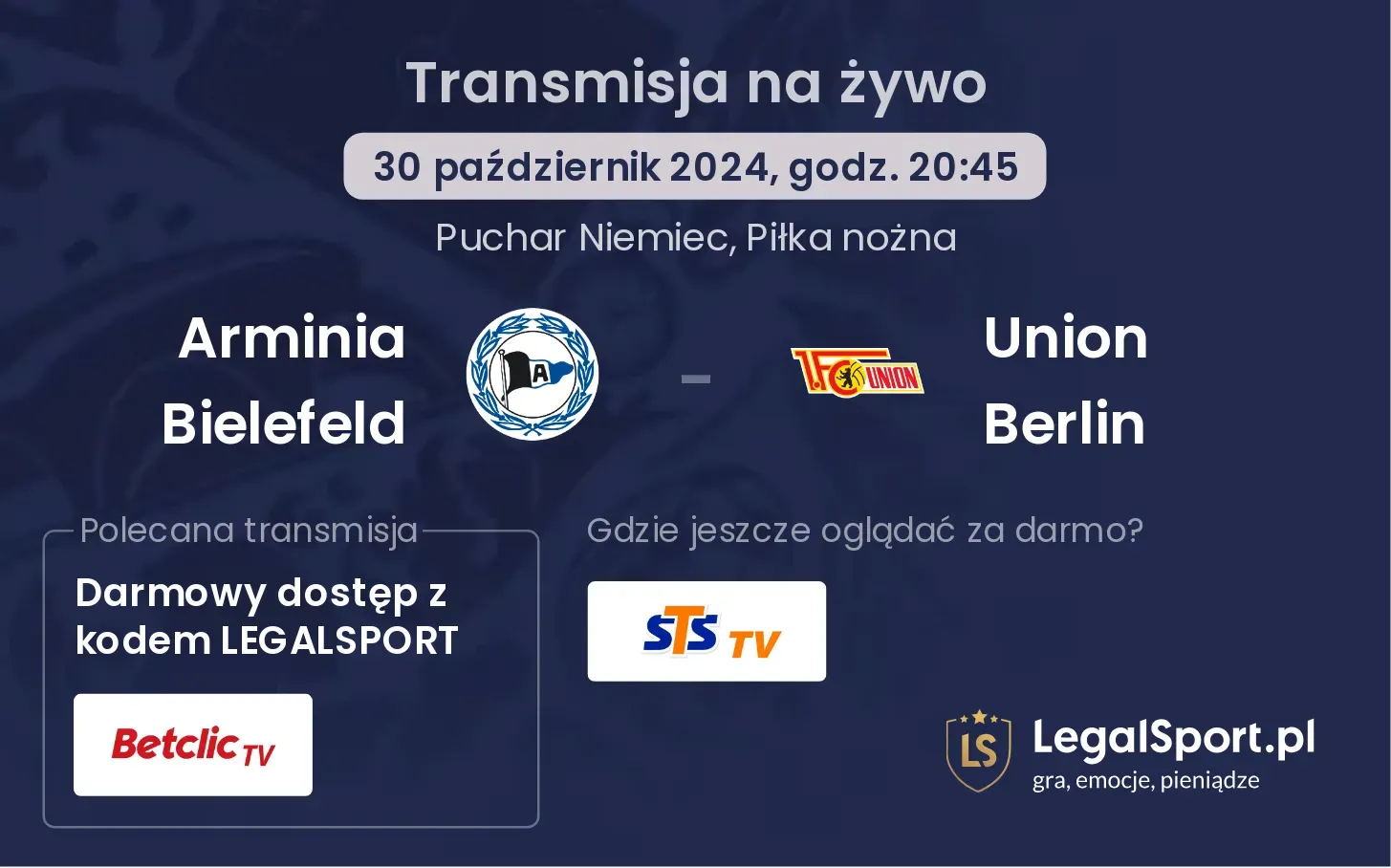 Arminia Bielefeld - Union Berlin transmisja na żywo