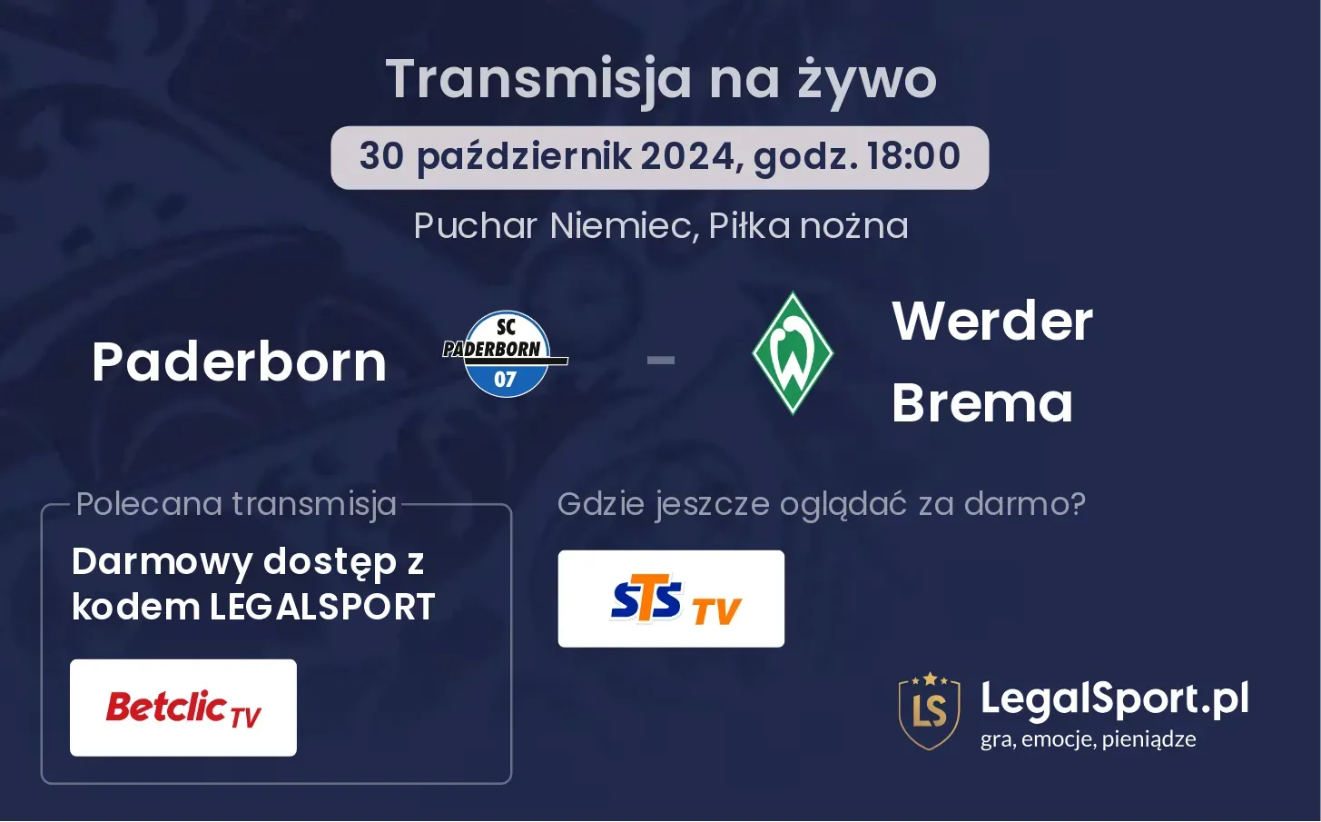 Paderborn - Werder Brema transmisja na żywo