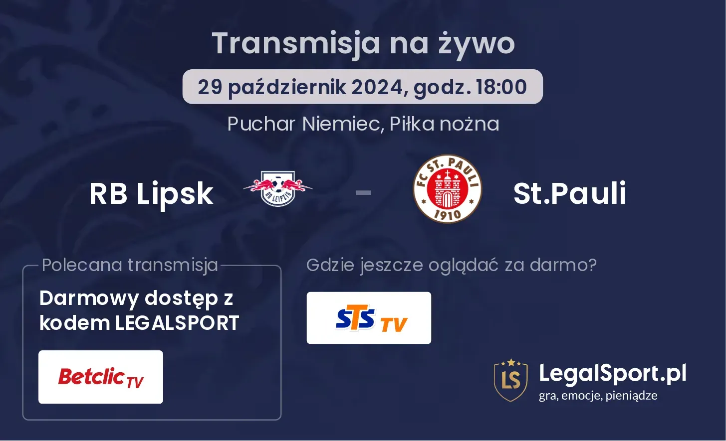 RB Lipsk - St.Pauli transmisja na żywo