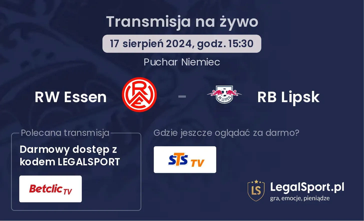 RW Essen - RB Lipsk transmisja na żywo