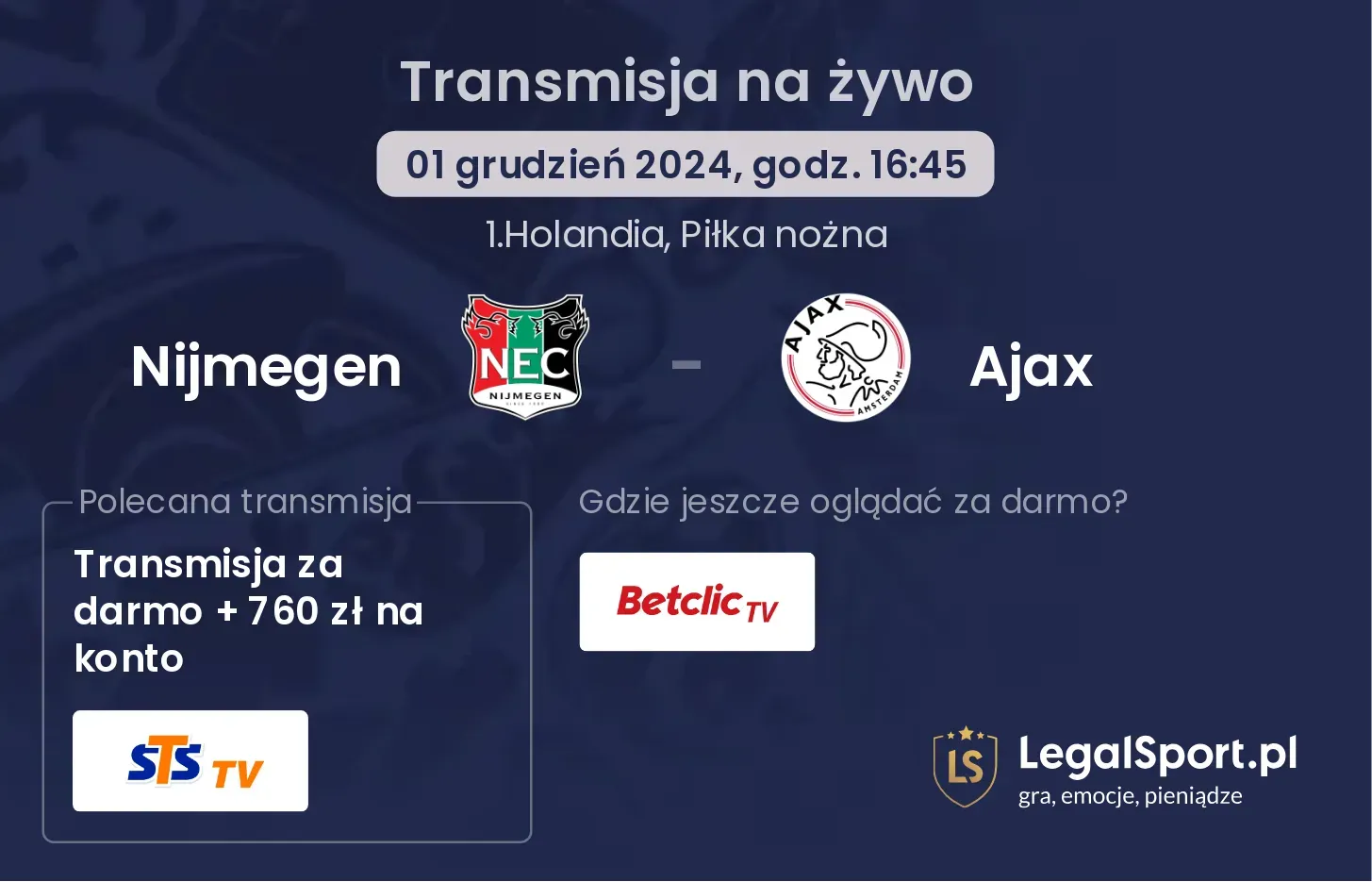 Nijmegen - Ajax transmisja na żywo