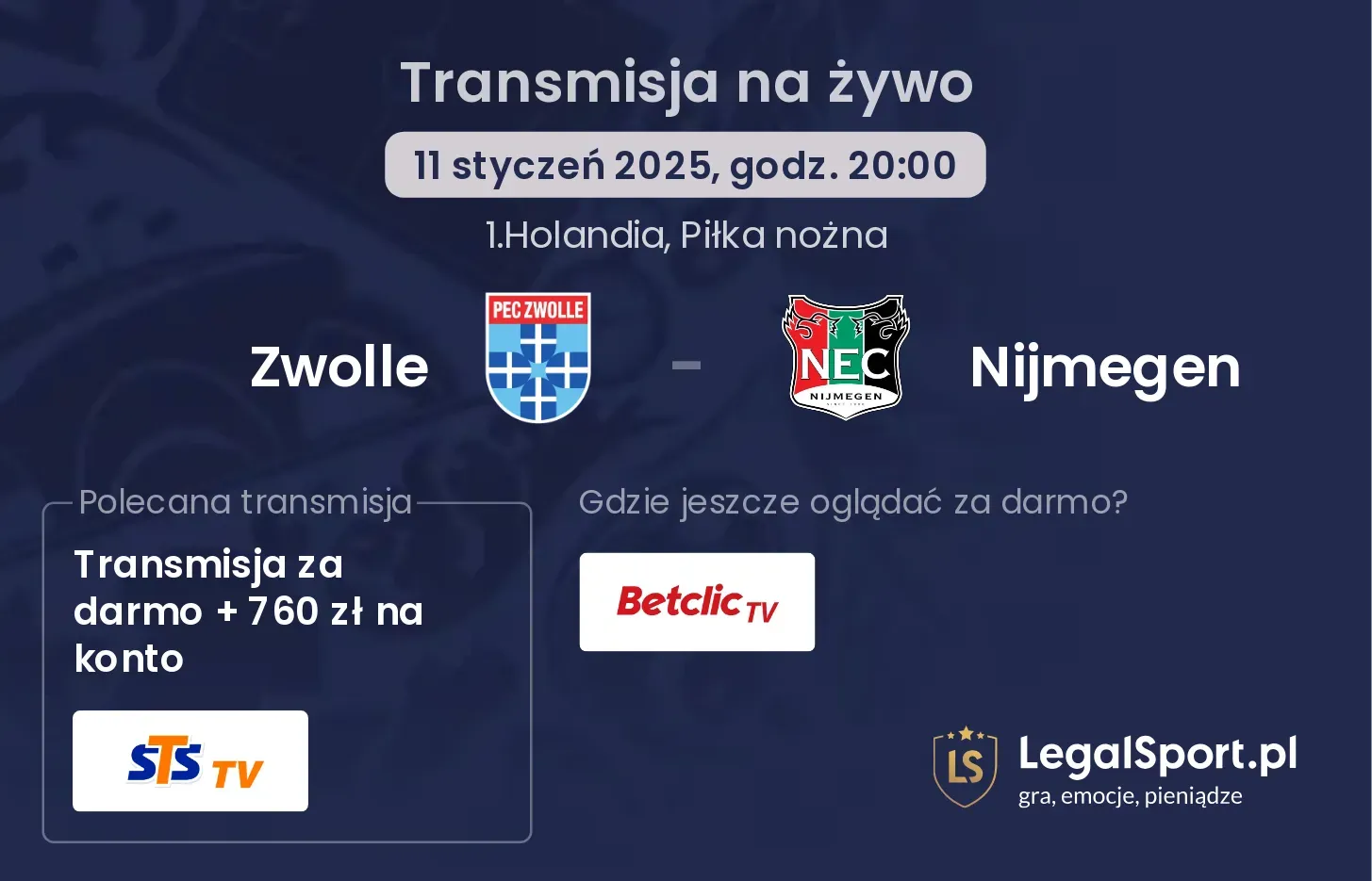 Zwolle - Nijmegen gdzie oglądać?