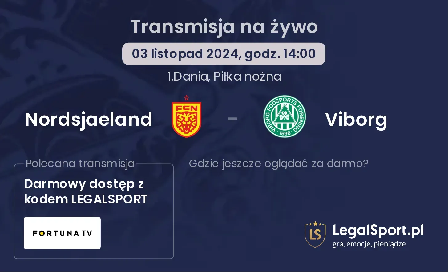 Nordsjaeland - Viborg gdzie oglądać? 03.11, godz. 14:00