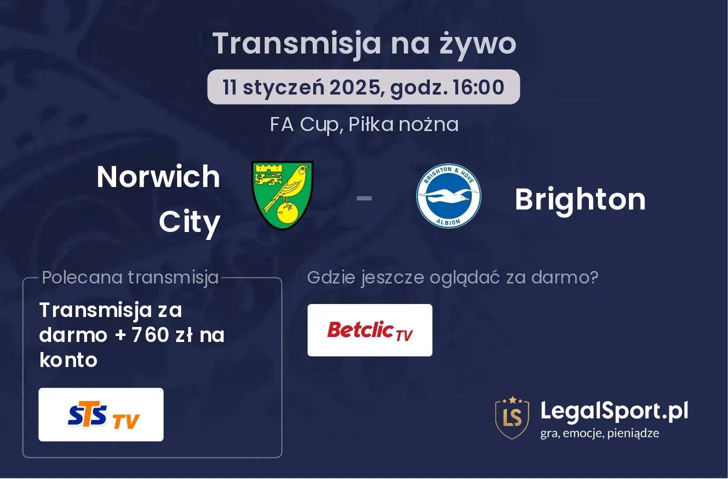 Norwich City - Brighton transmisja na żywo