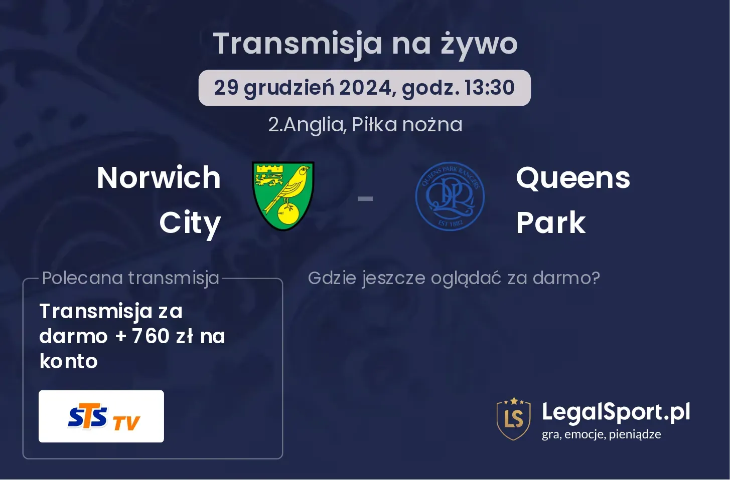 Norwich City - Queens Park transmisja na żywo