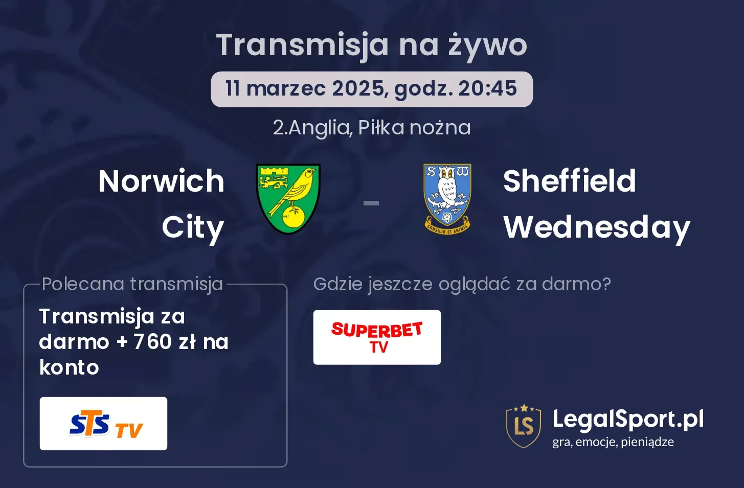 Norwich City - Sheffield Wednesday transmisja na żywo