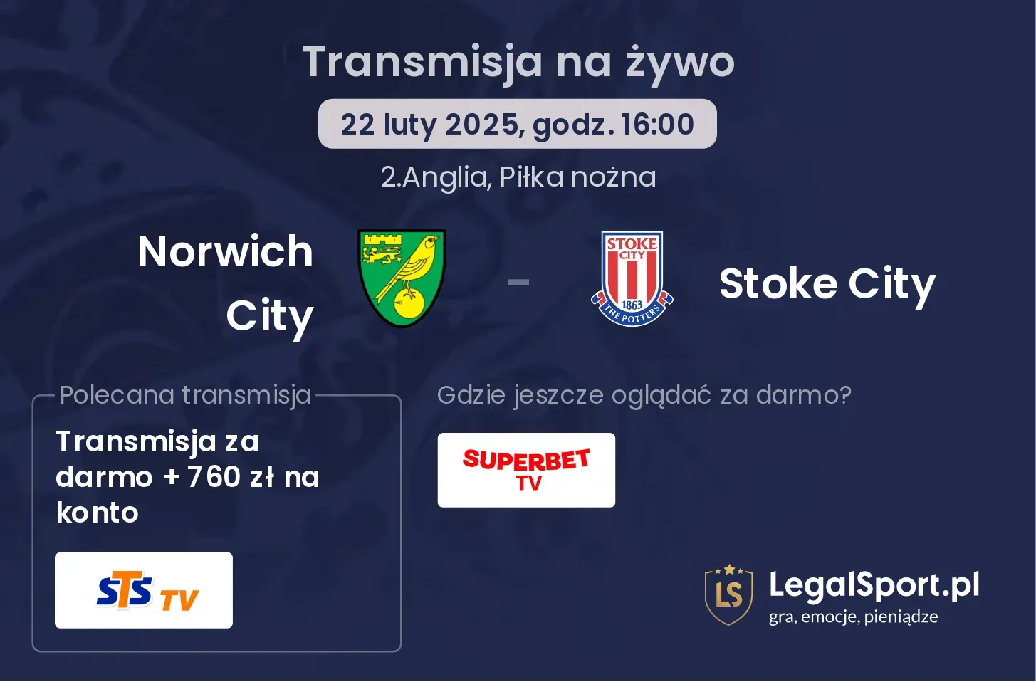 Norwich City - Stoke City transmisja na żywo