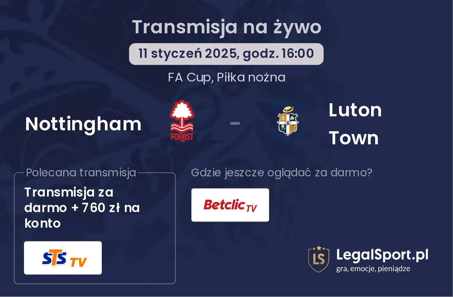 Nottingham - Luton Town transmisja na żywo