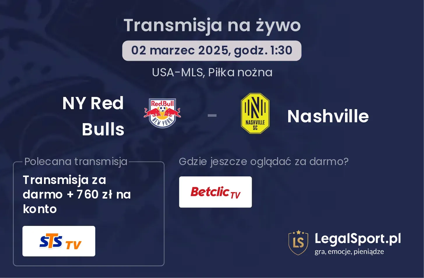 NY Red Bulls - Nashville transmisja na żywo