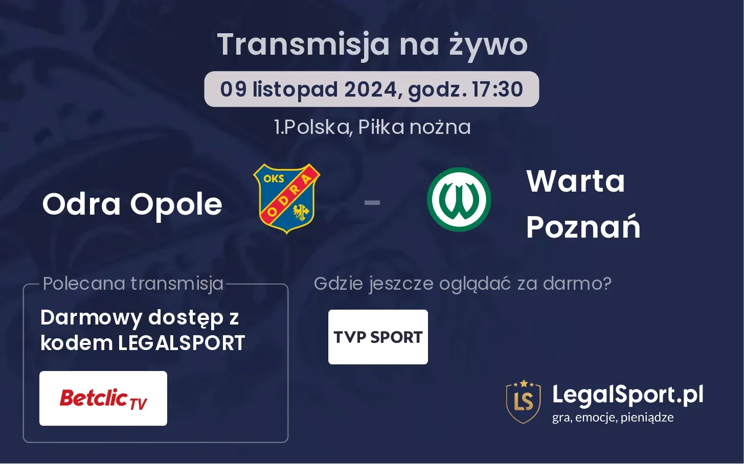 Odra Opole - Warta Poznań transmisja na żywo