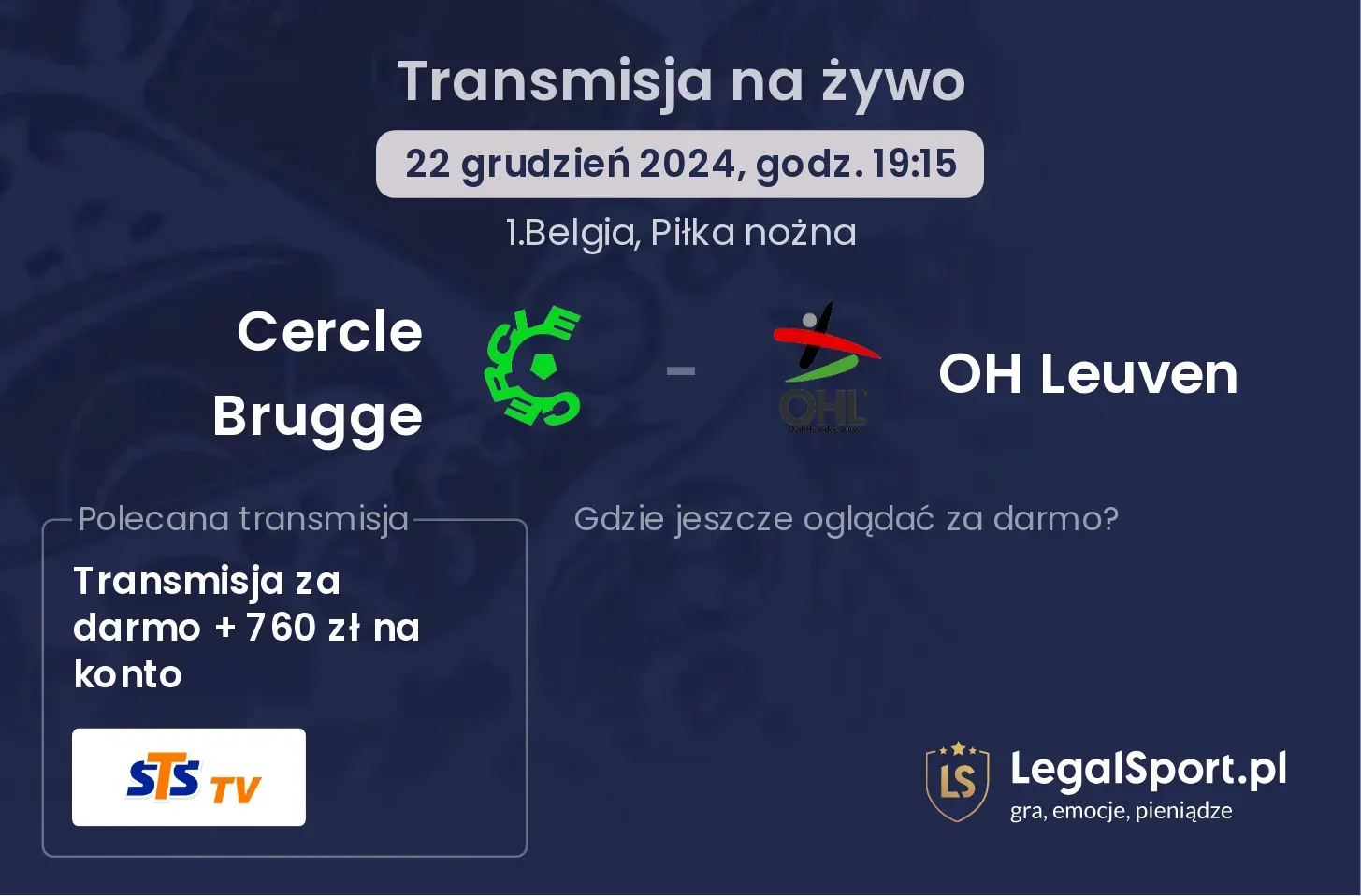 Cercle Brugge - OH Leuven gdzie oglądać?