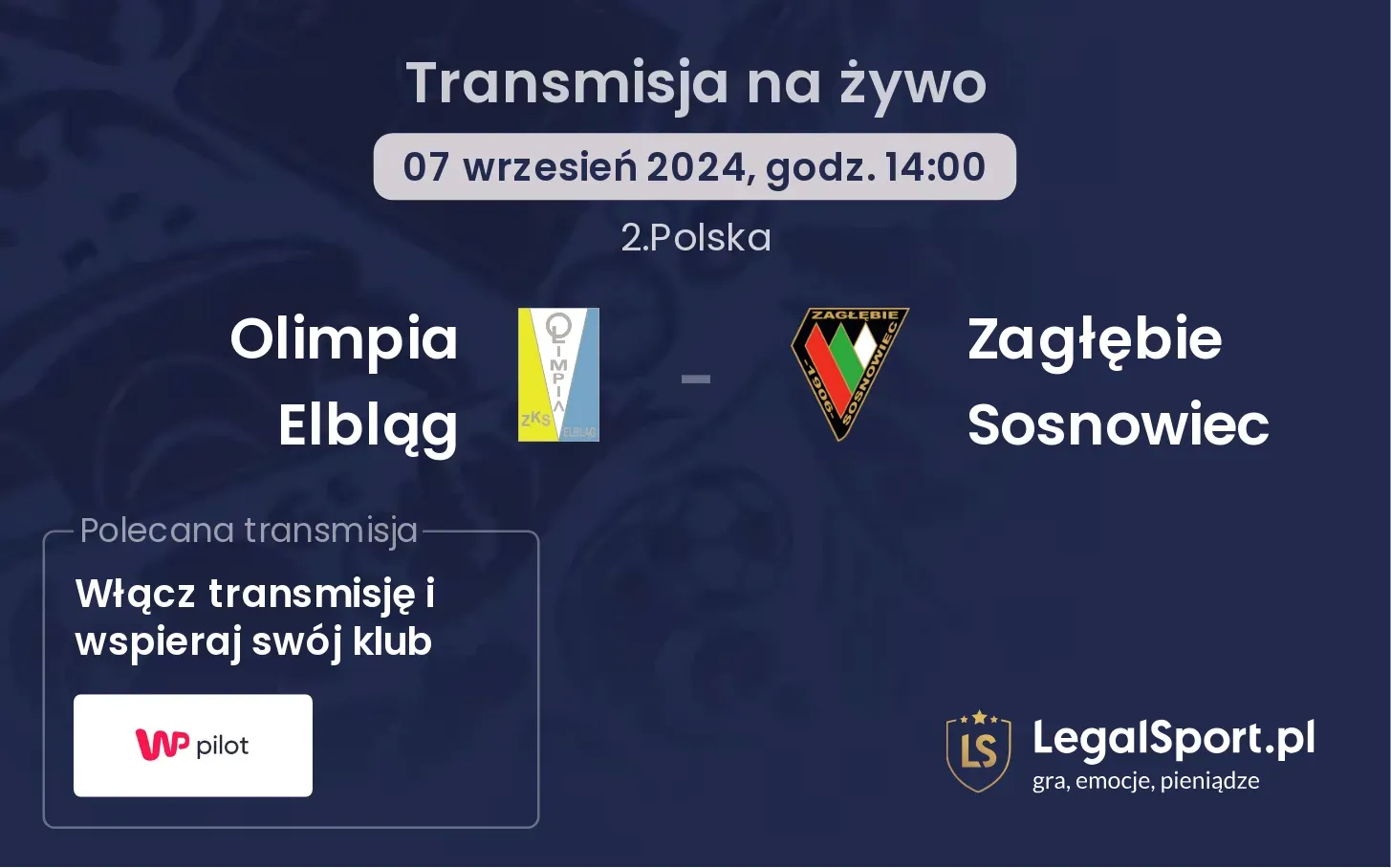 Olimpia Elbląg - Zagłębie Sosnowiec gdzie oglądać? 07.09, godz. 14:00