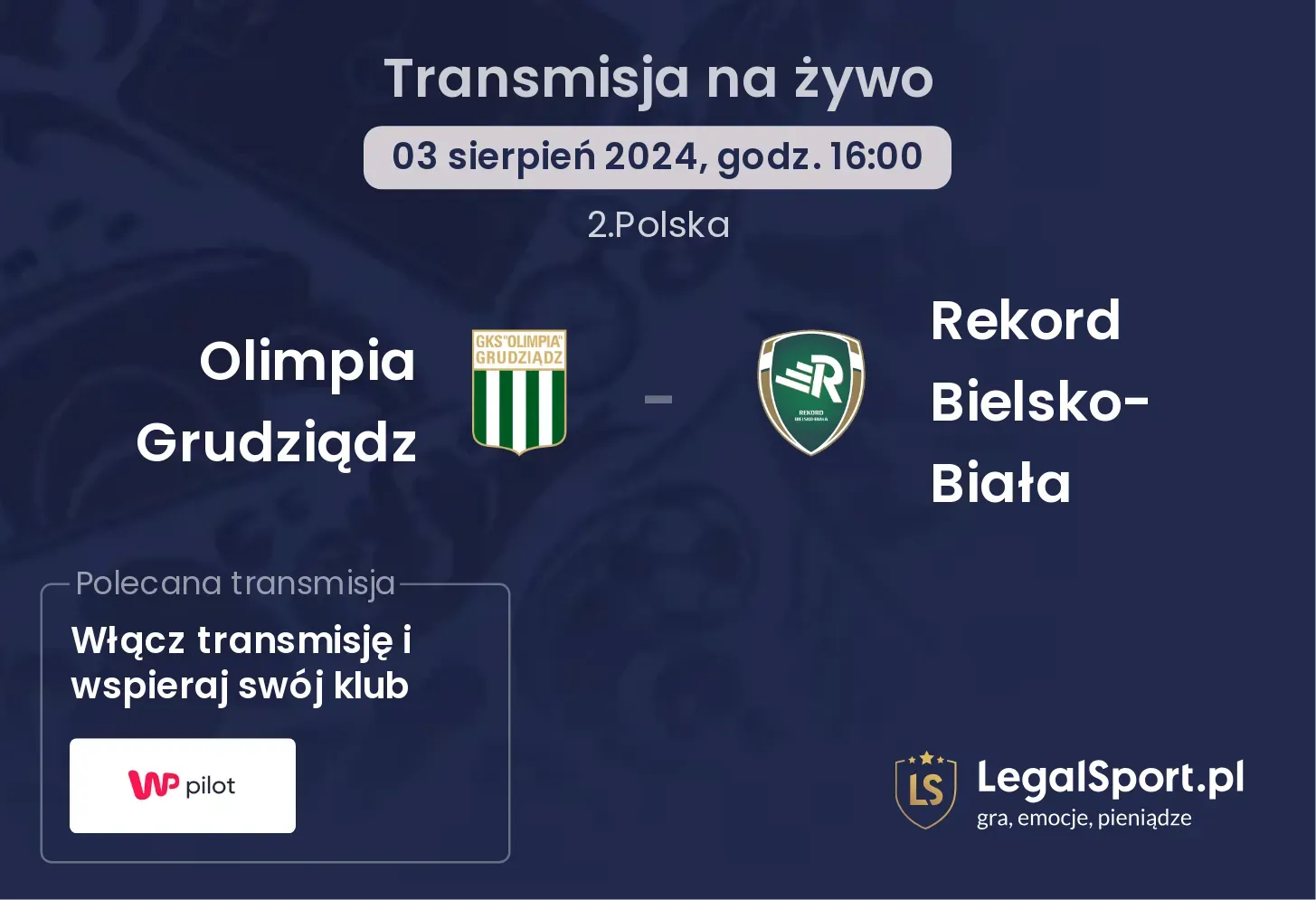 Olimpia Grudziądz - Rekord Bielsko-Biała transmisja na żywo