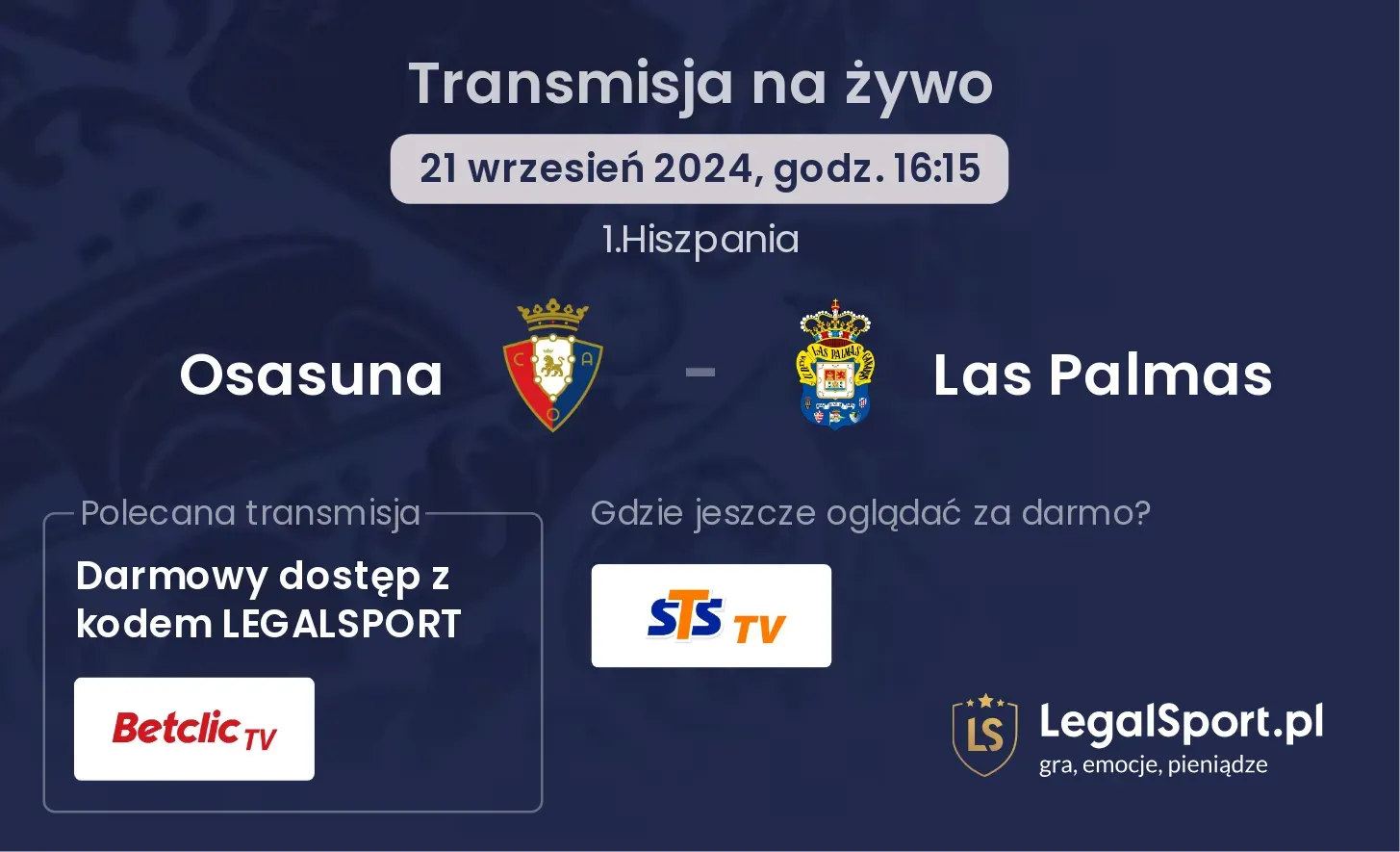 Osasuna - Las Palmas transmisja na żywo