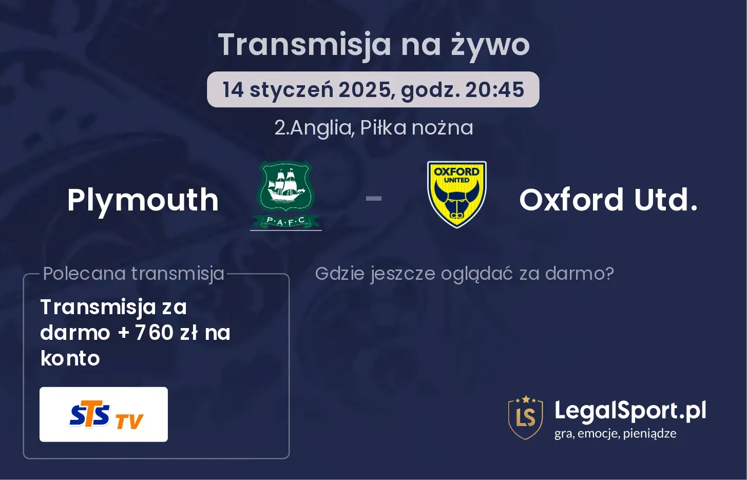 Oxford Utd. - Plymouth transmisja na żywo