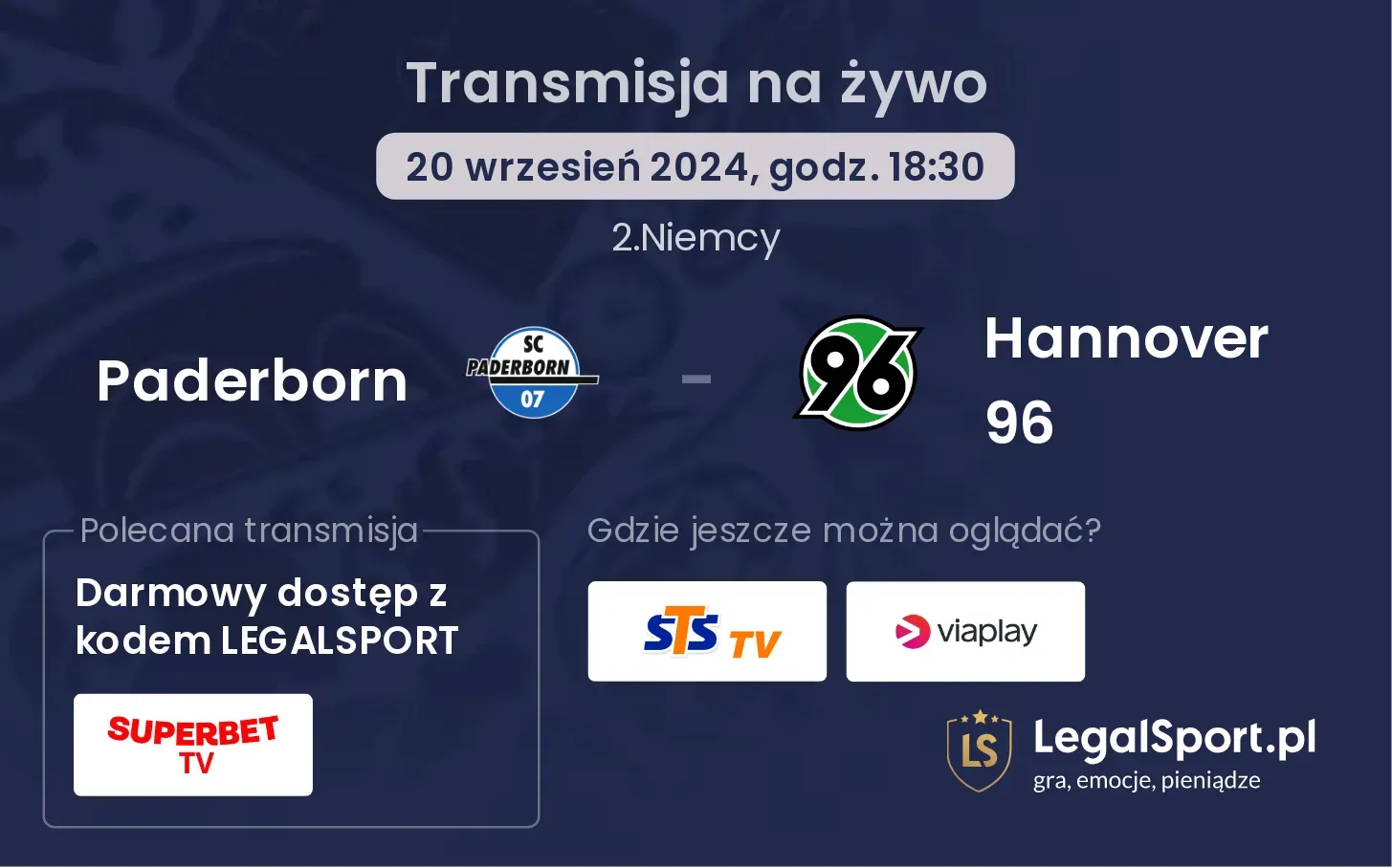 Paderborn - Hannover 96 gdzie oglądać? 20.09, godz. 18:30