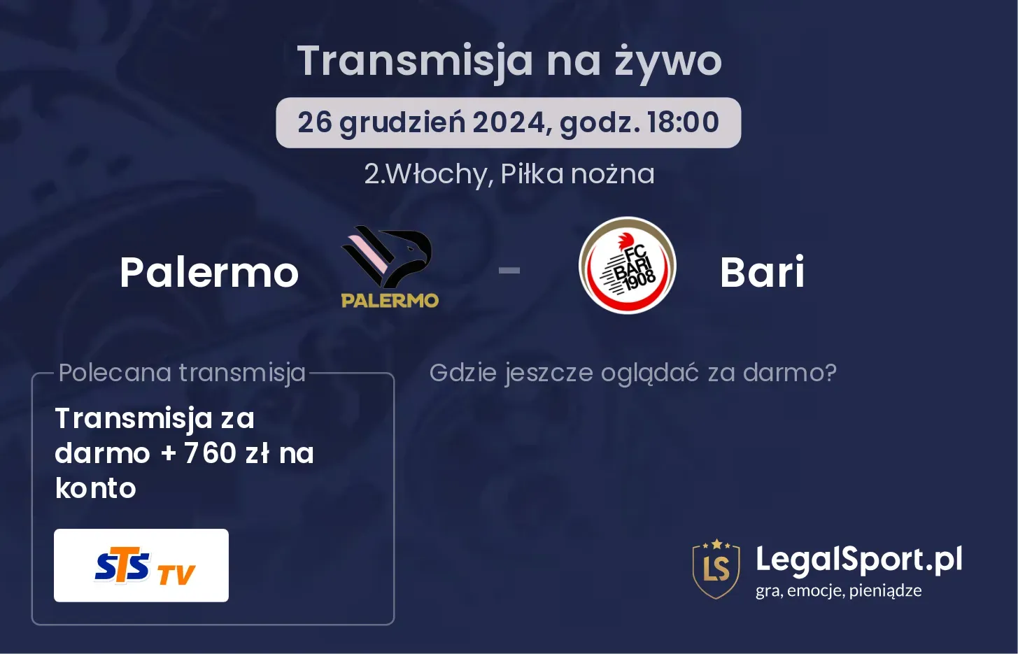 Palermo - Bari gdzie oglądać transmisję?