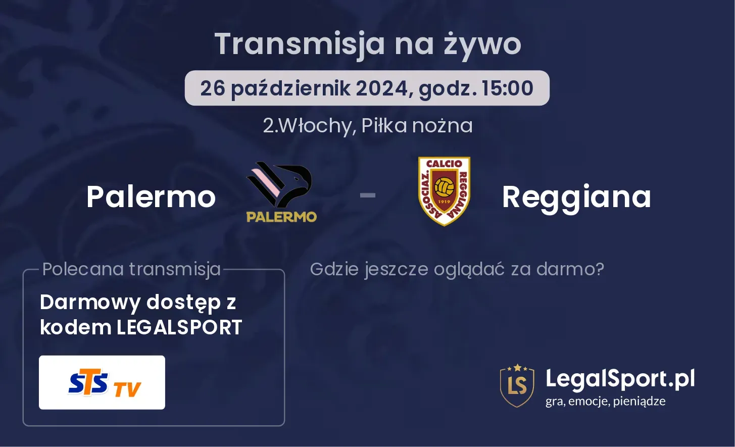 Palermo - Reggiana transmisja na żywo