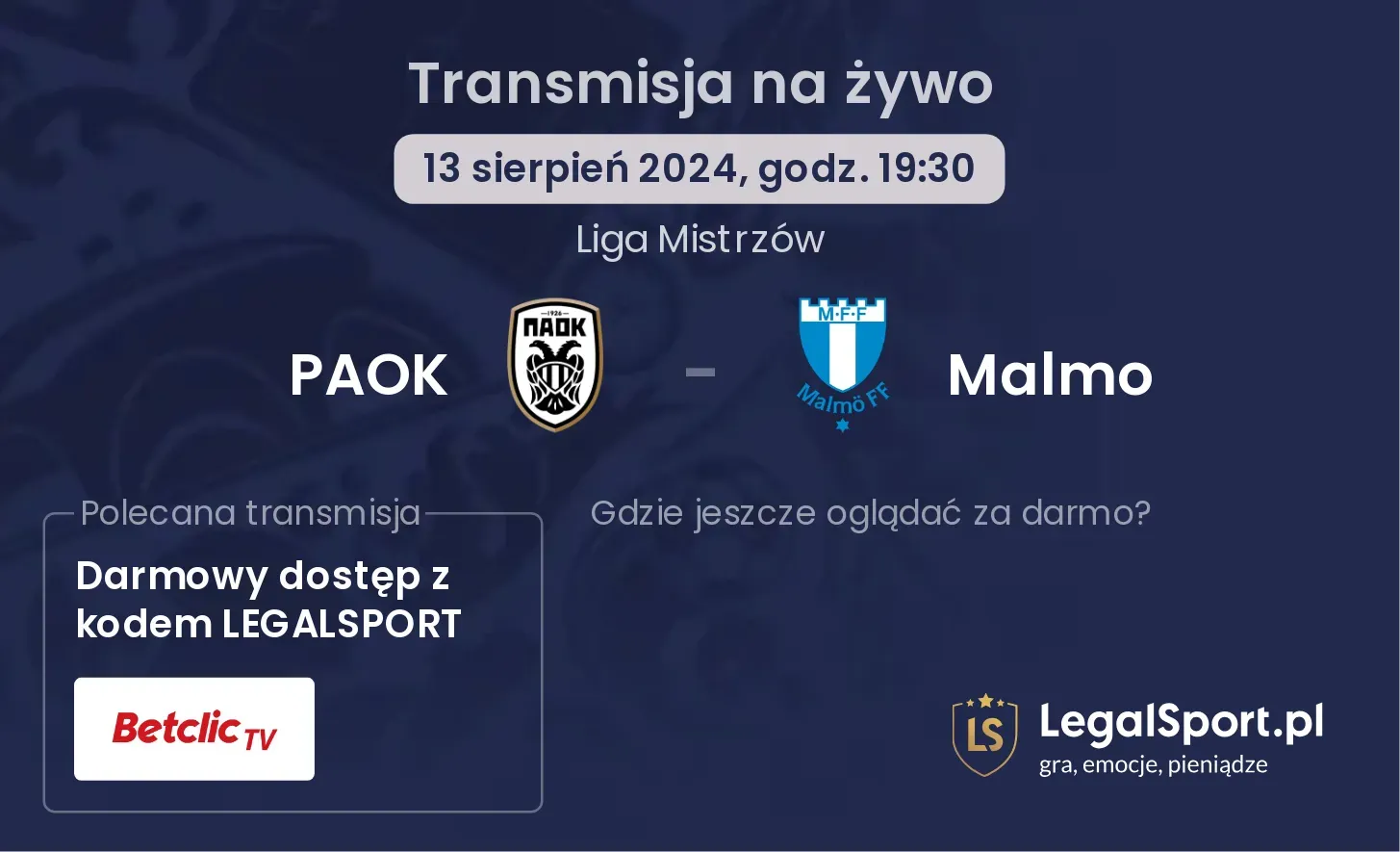 PAOK - Malmo transmisja na żywo