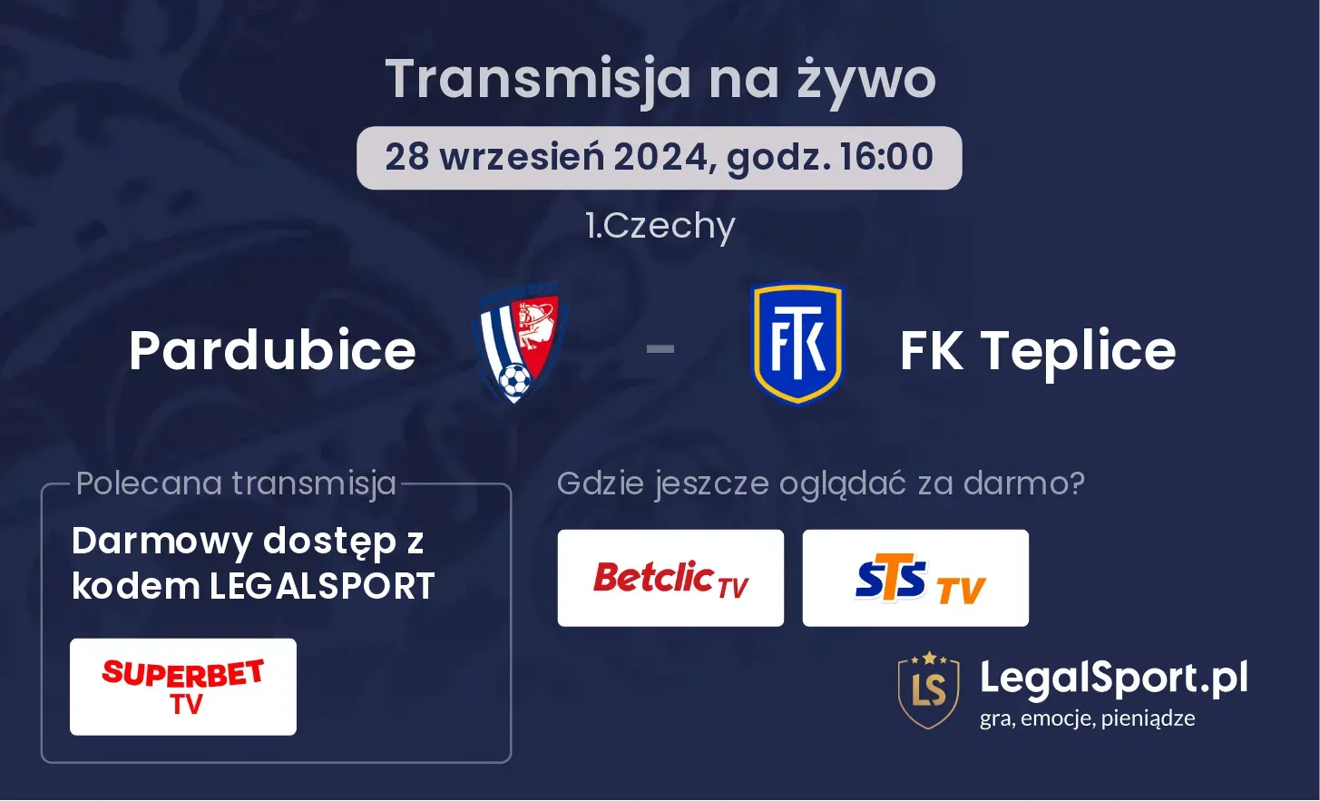 Pardubice - FK Teplice transmisja na żywo