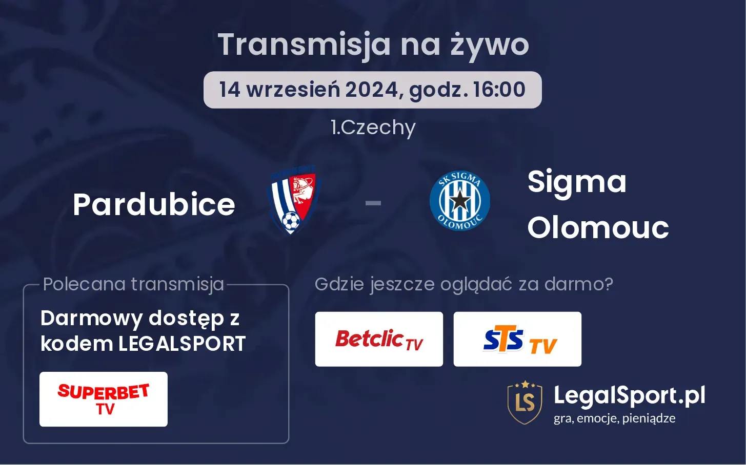 Pardubice - Sigma Olomouc transmisja na żywo