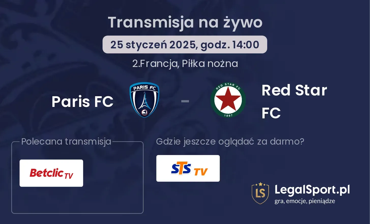 Paris FC - Red Star FC transmisja na żywo