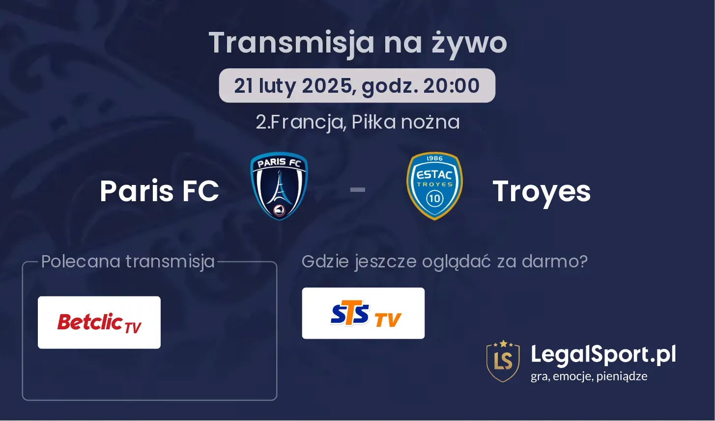 Paris FC - Troyes gdzie oglądać?