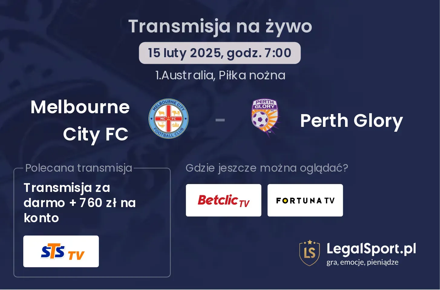 Perth Glory - Melbourne City FC transmisja na żywo